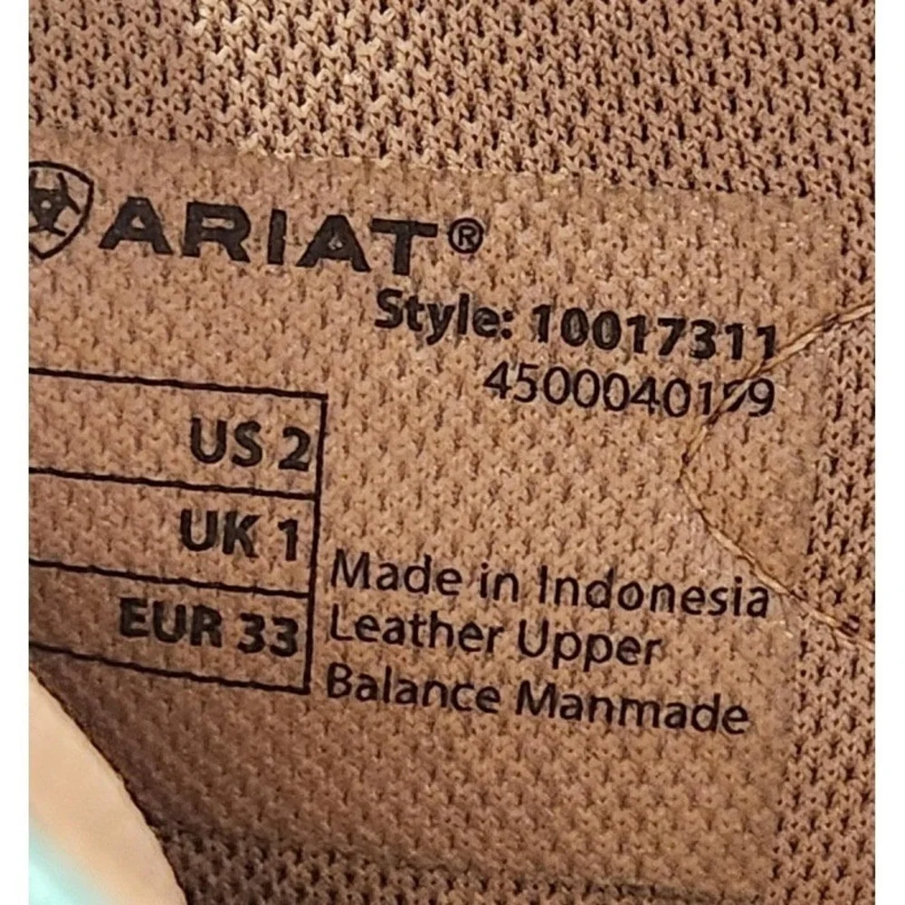 Ariat Boots Girls Size 2 Brown Leather‎ Western Leopard Cross Cowgirl Embroidery